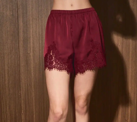 Melissa Satin Shorts with Lace
