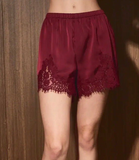 Melissa Satin Shorts with Lace