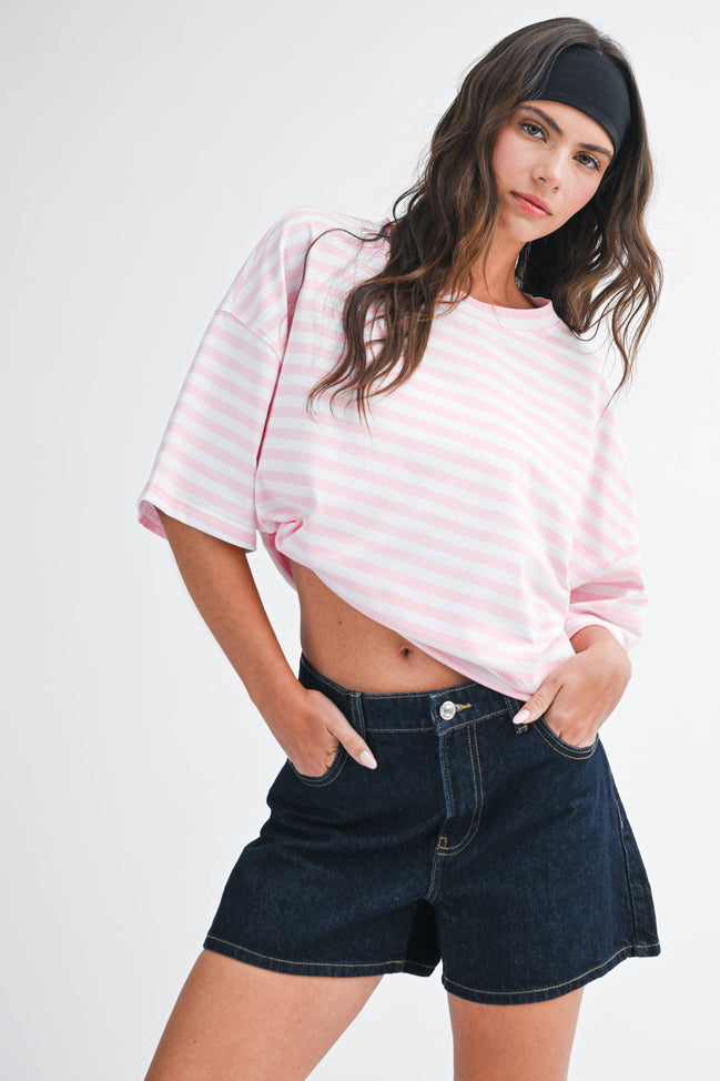 Stacie - Oversized Stripe Boyfriend Tee