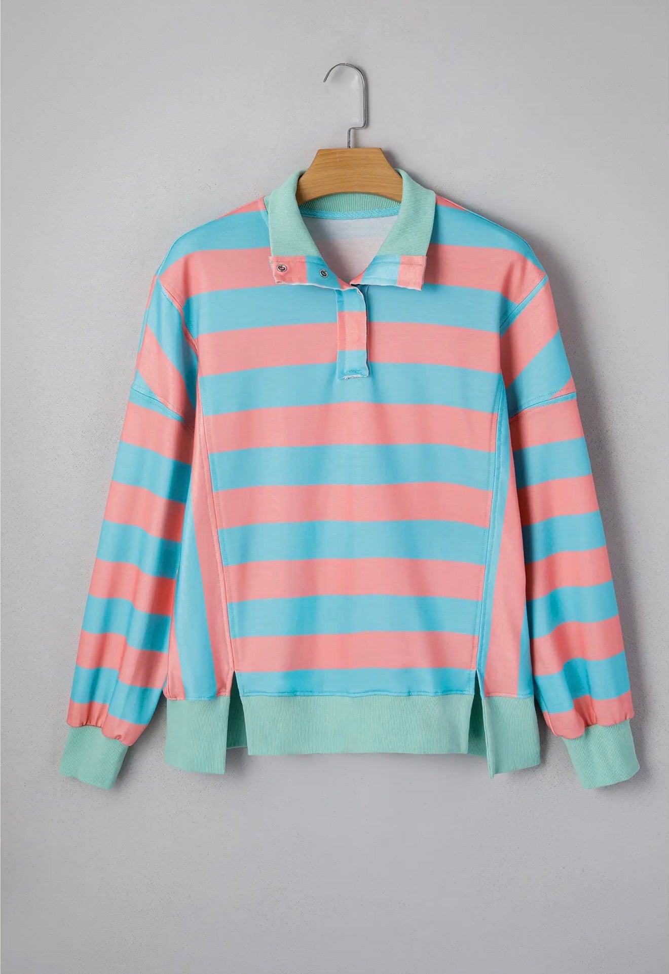 Bree -  Split Collar Striped Top