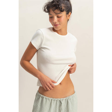 Lena - Ribbed Short Sleeve Tee