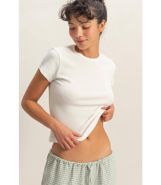 Lena - Ribbed Short Sleeve Tee