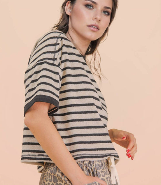 Terri - Terry Cloth Stripe Tee