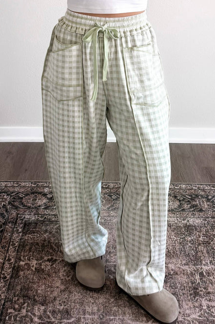 Claire Plaid Full-Length Lounge Barrel Pants