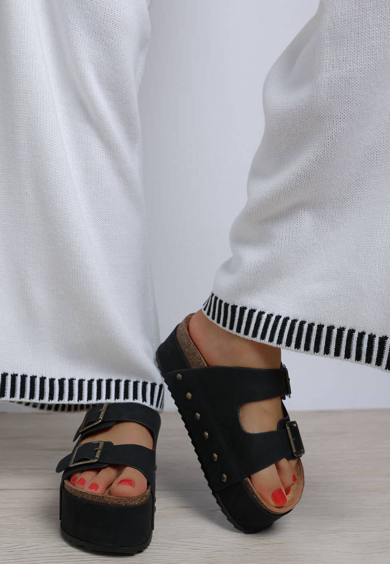 Tilly - Studded Faux Leather Platform Sandals