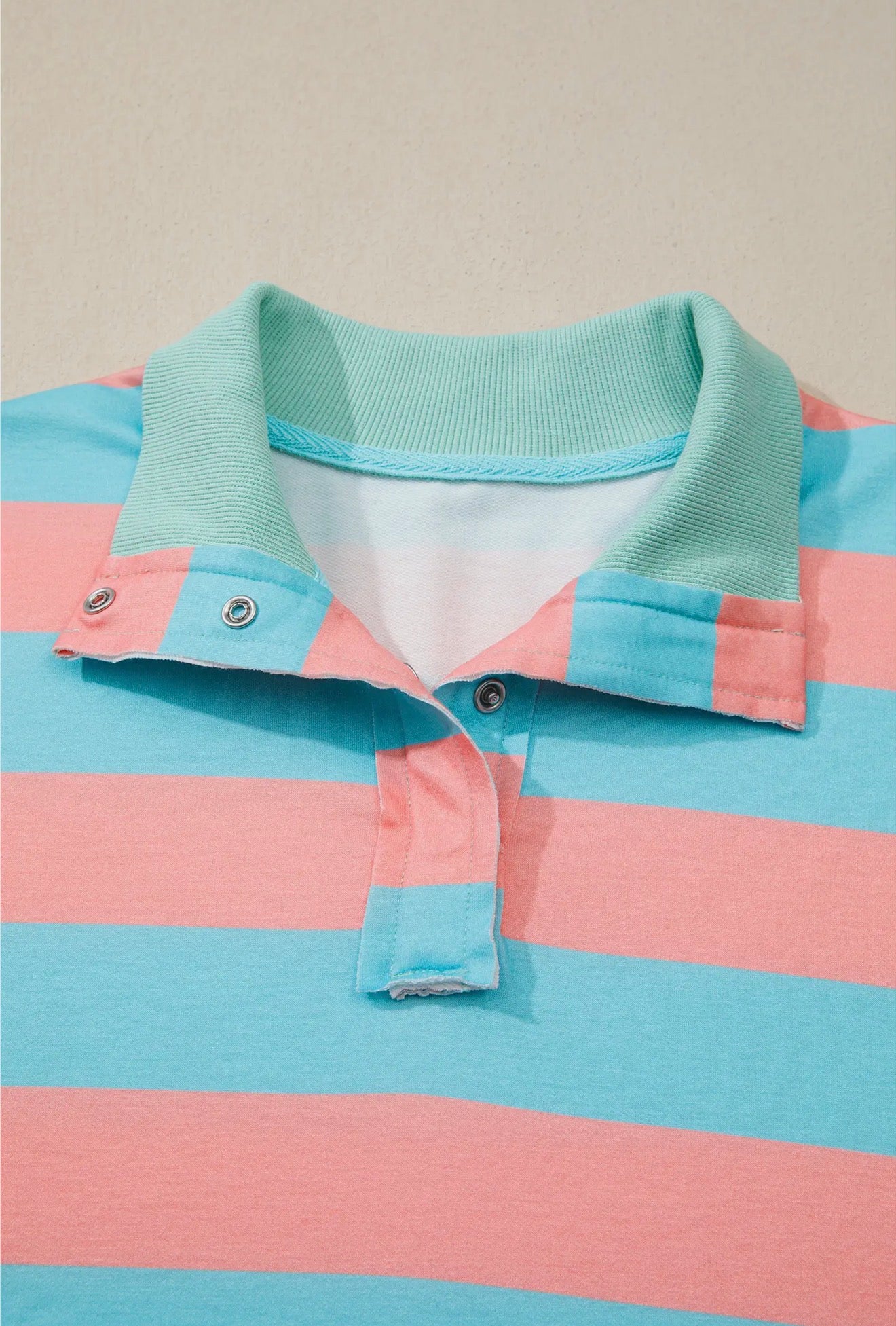 Bree -  Split Collar Striped Top