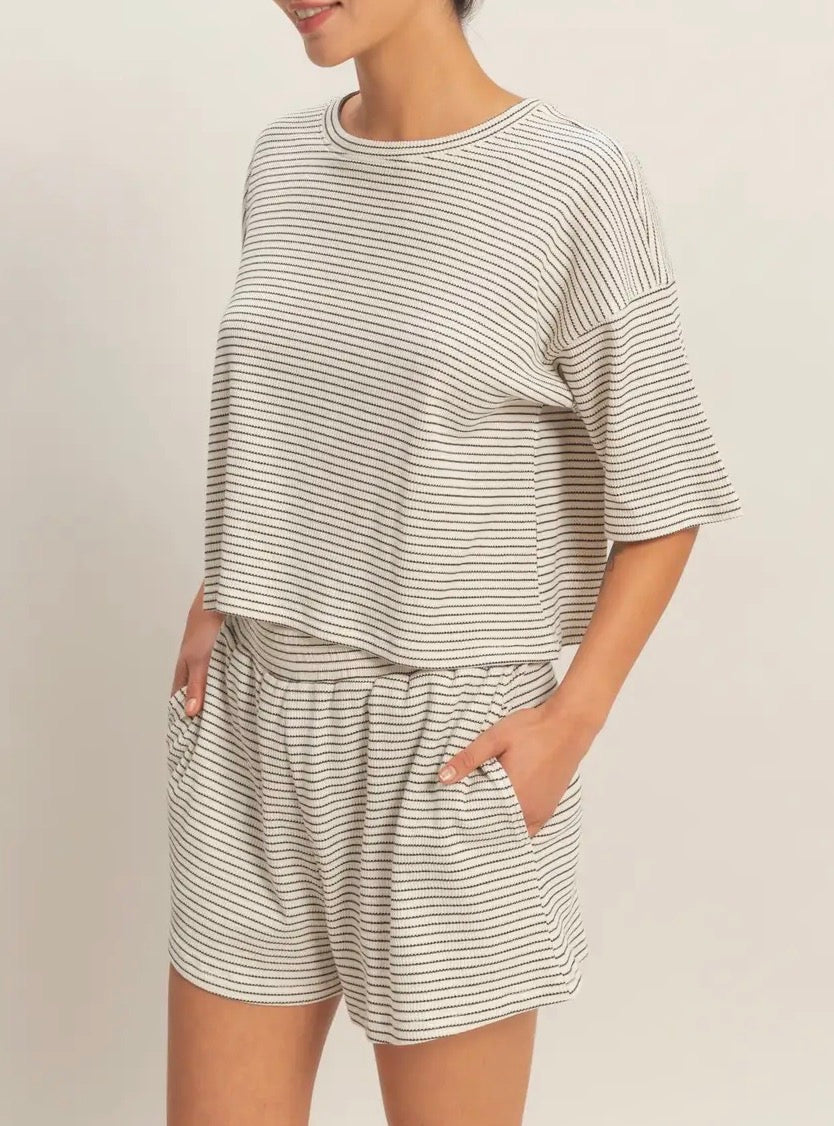 Mira - Striped Top & Shorts Set