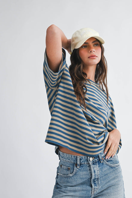 Stacie - Oversized Stripe Boyfriend Tee