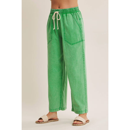 Kelly - Green Wide Leg Cotton Pants