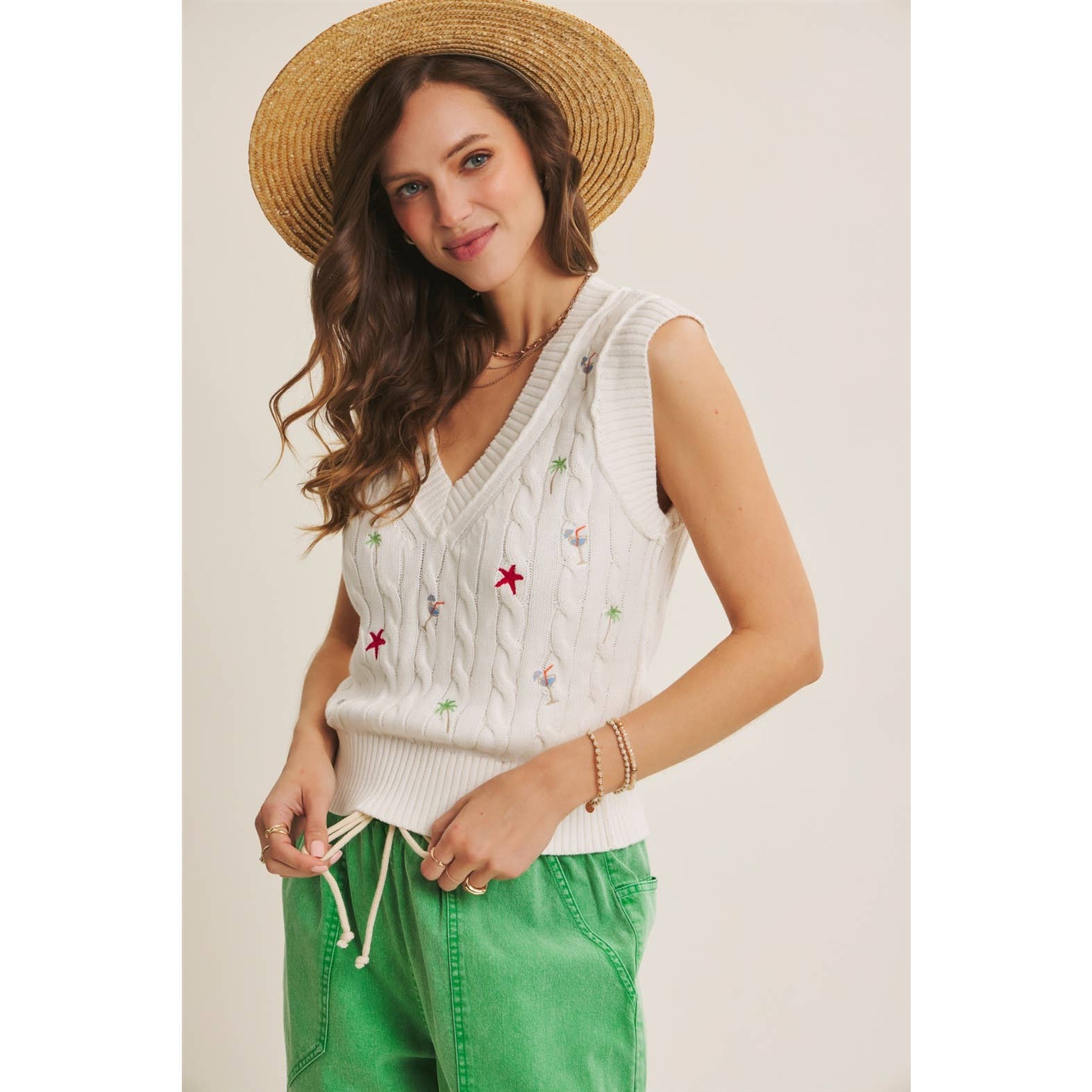 Kelly - Green Wide Leg Cotton Pants