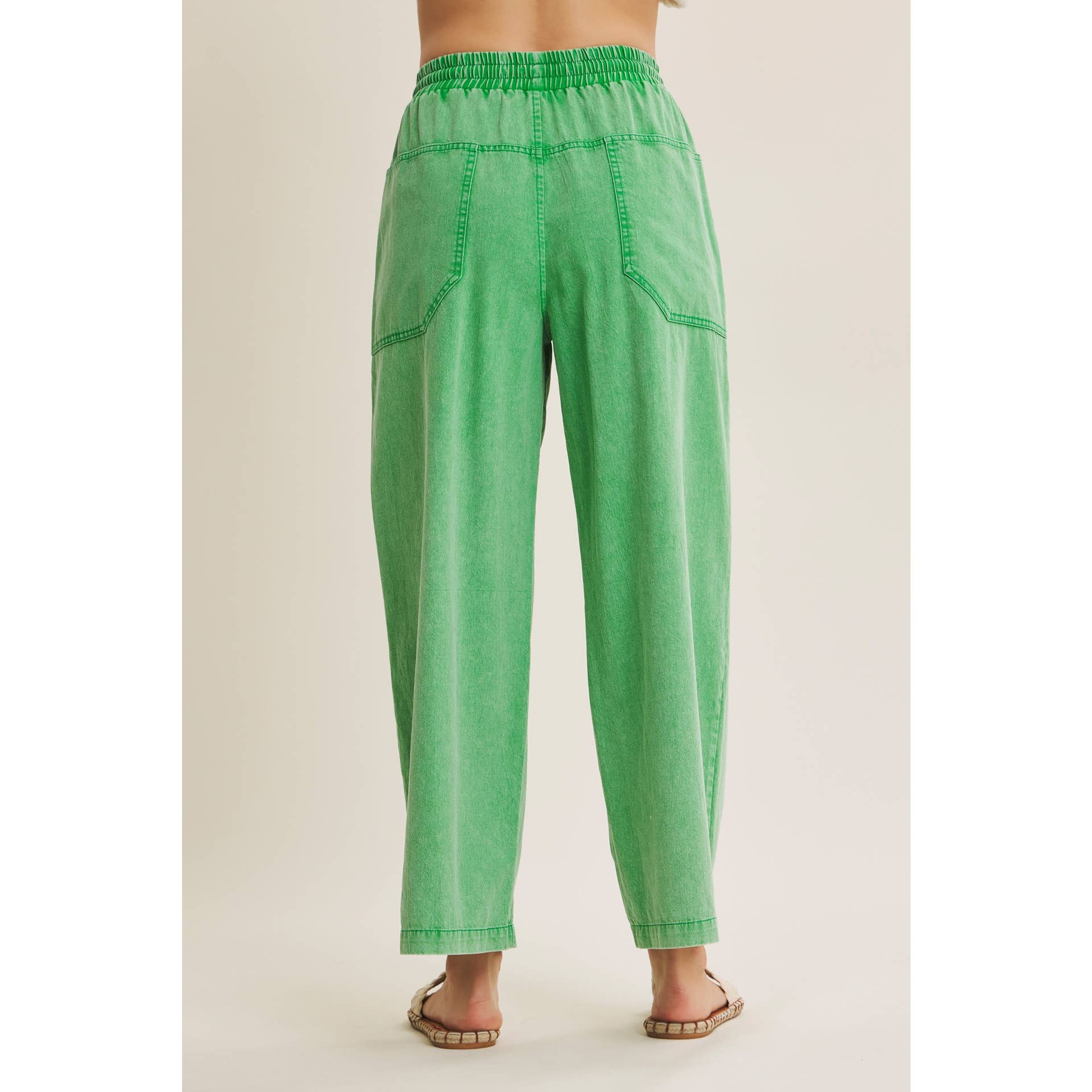 Kelly - Green Wide Leg Cotton Pants