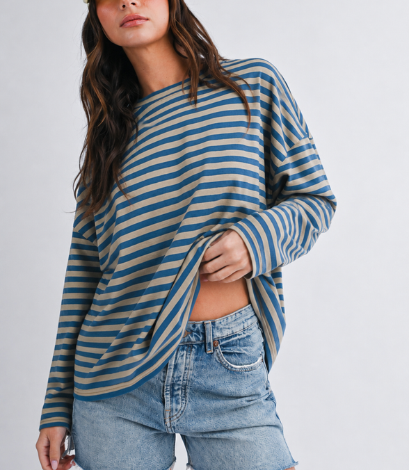 Stacie - Oversized Stripe Boxy Long Sleeve