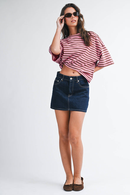 Stacie - Oversized Stripe Boyfriend Tee