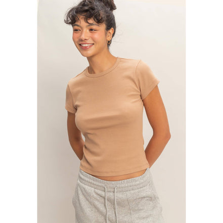 Lena - Ribbed Short Sleeve Tee