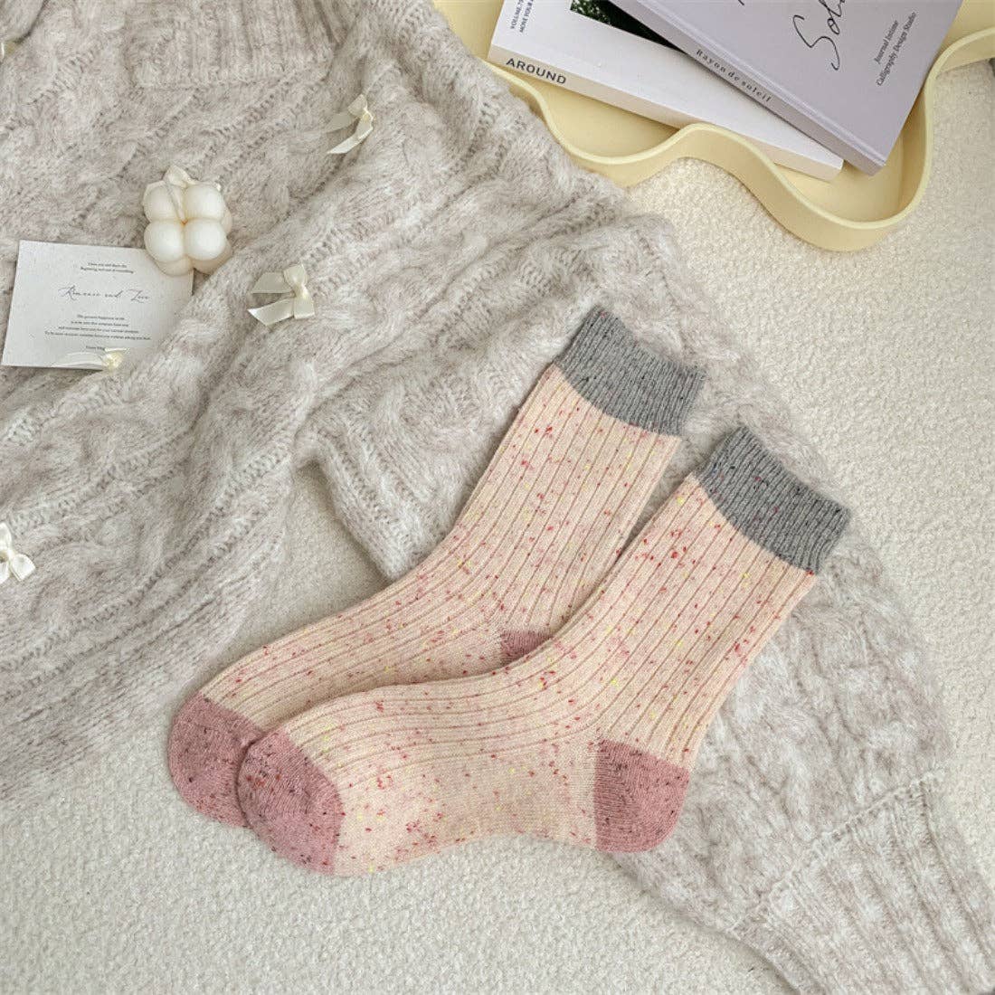 Speck - Color Block Speckled Thermal Mid-Calf Socks