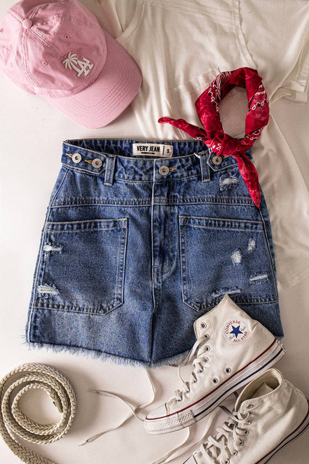 Jane - Distressed Denim Shorts