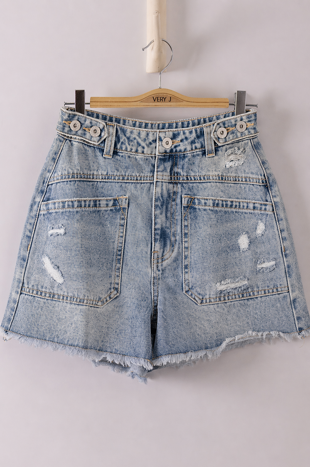 Jane - Distressed Denim Shorts