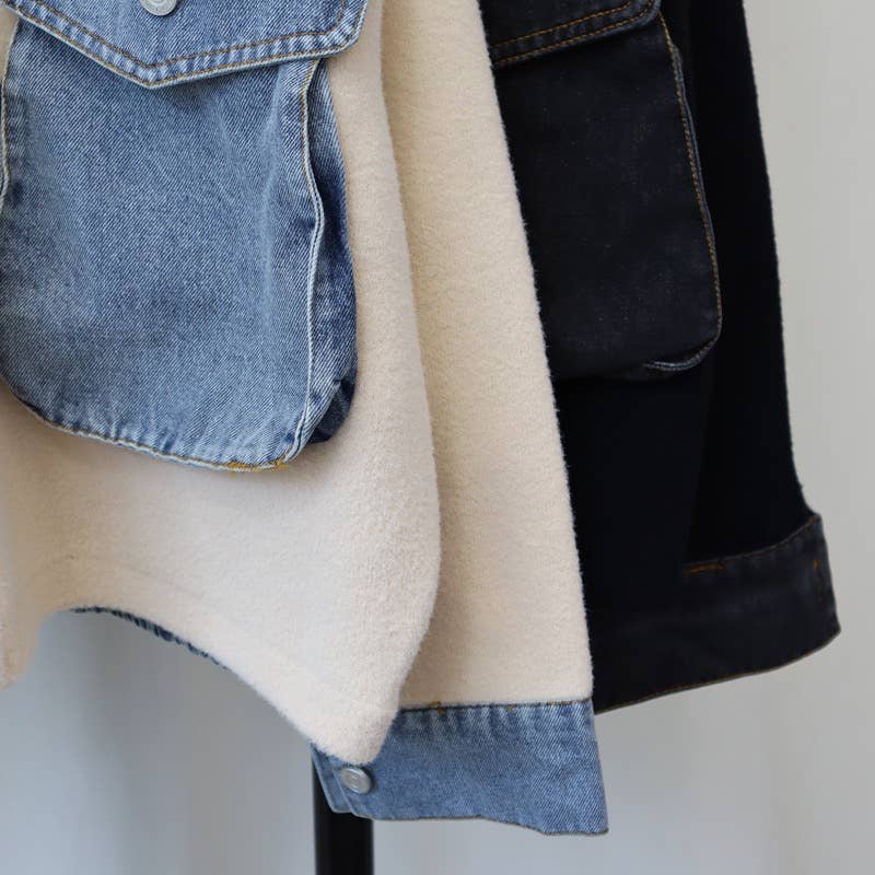 Kaitlyn - Cotton Denim Knit Zip-up Cardigan