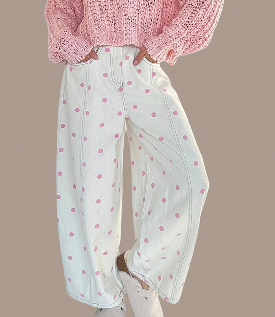 Sarah - Polka Dot Wide Barrel Pants
