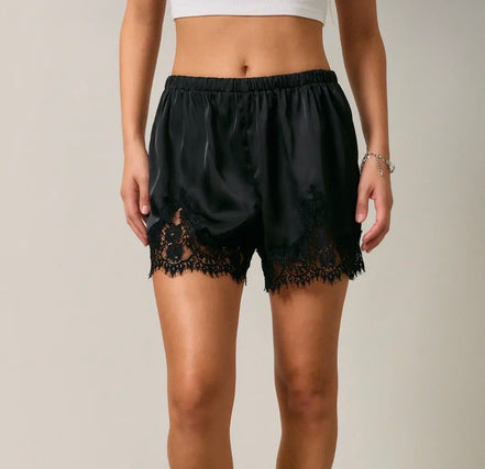 Melissa Satin Shorts with Lace