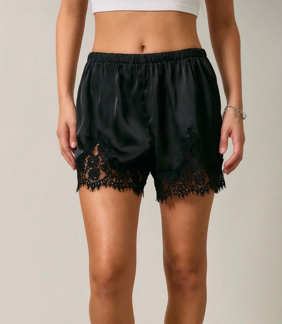 Melissa Satin Shorts with Lace