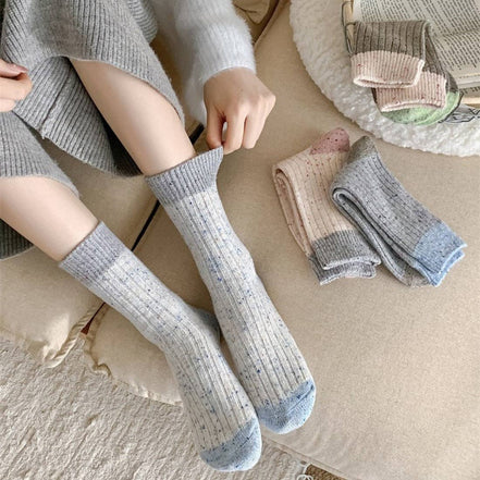 Speck - Color Block Speckled Thermal Mid-Calf Socks