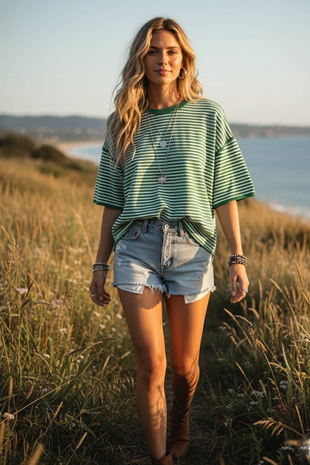 Carly - Striped Oversized Top