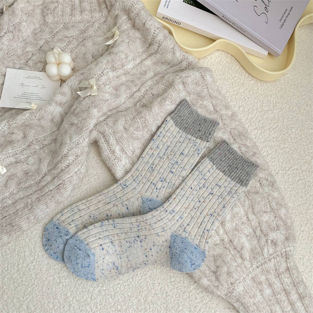 Speck - Color Block Speckled Thermal Mid-Calf Socks