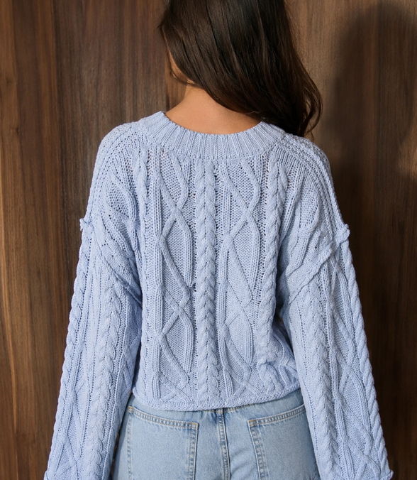 Bluebell Cable Knit Cropped Sweater
