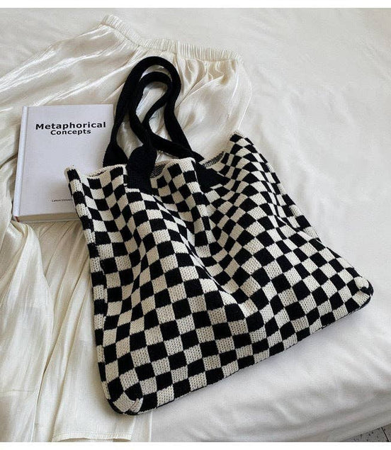 Moxie - Checkered Knit Tote