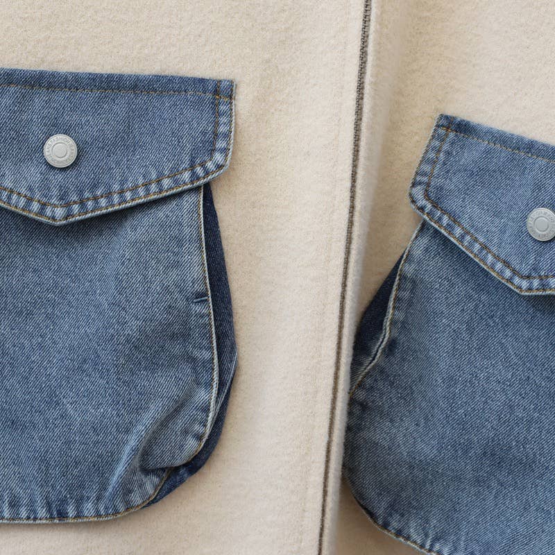 Kaitlyn - Cotton Denim Knit Zip-up Cardigan
