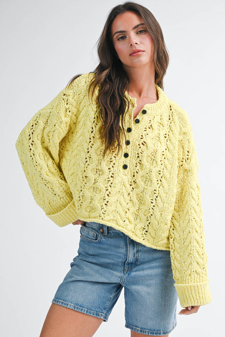 Henley - Cropped Knit Sweater