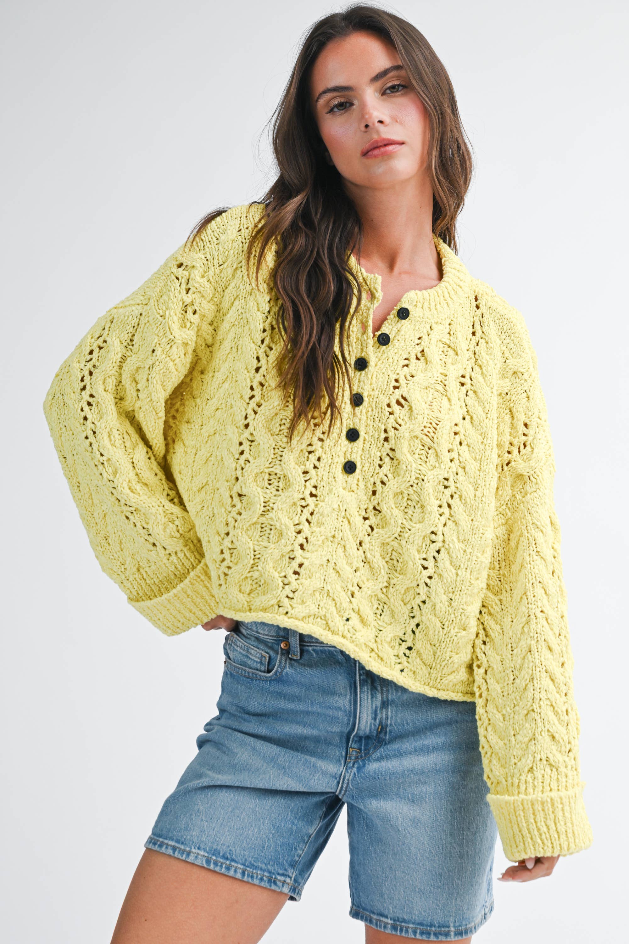Henley - Cropped Knit Sweater