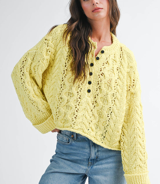 Henley - Cropped Knit Sweater