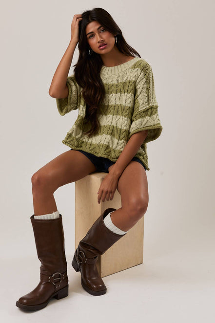 Fern - Cropped Striped Sweater Shirt
