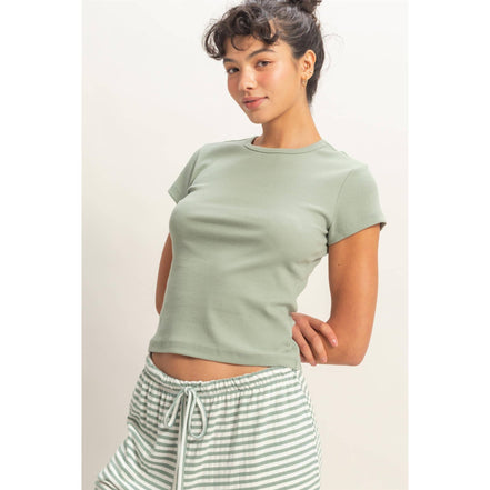 Lena - Ribbed Short Sleeve Tee