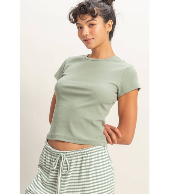 Lena - Ribbed Short Sleeve Tee
