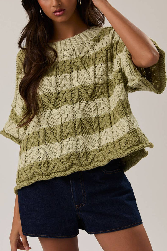 Fern - Cropped Striped Sweater Shirt