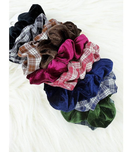 Plaid and Velvet Comb Scrunchies