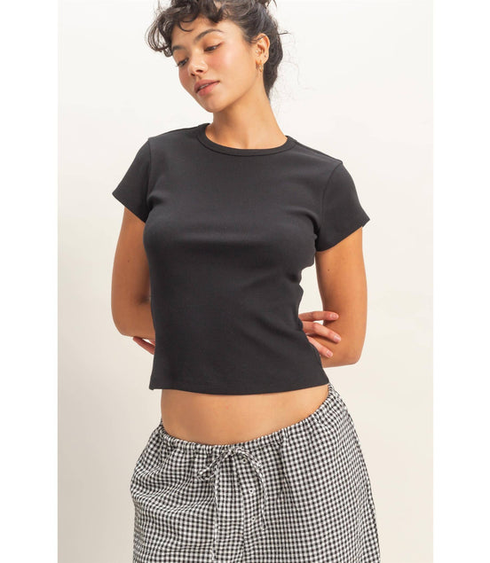 Lena - Ribbed Short Sleeve Tee