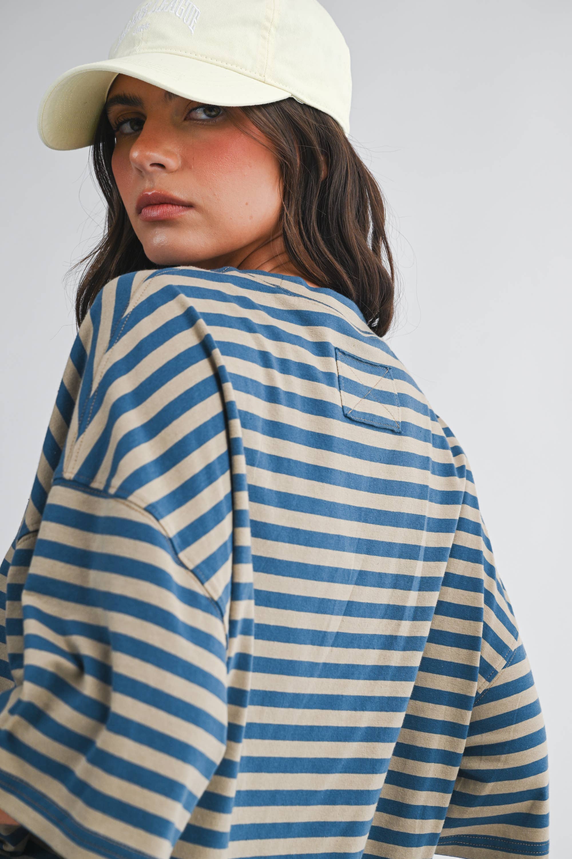 Stacie - Oversized Stripe Boyfriend Tee