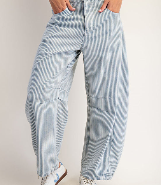 Harley - Striped Barrel Denim Jeans