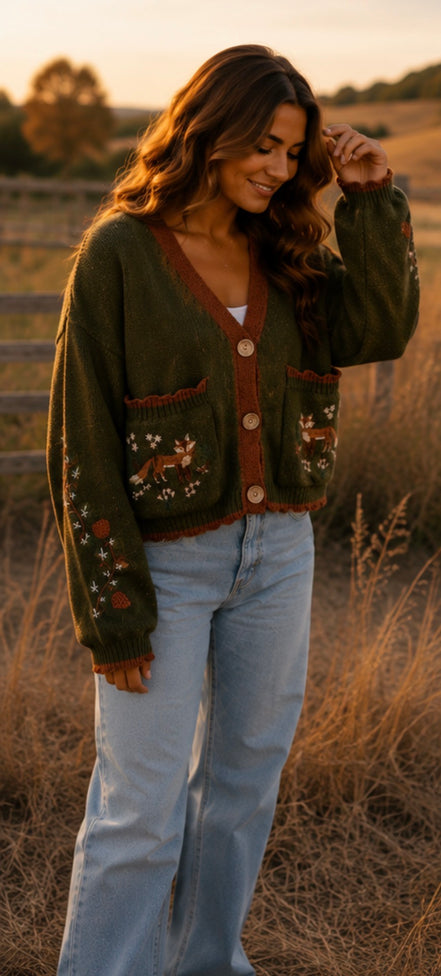 Juniper - Fox Cropped Cardigan