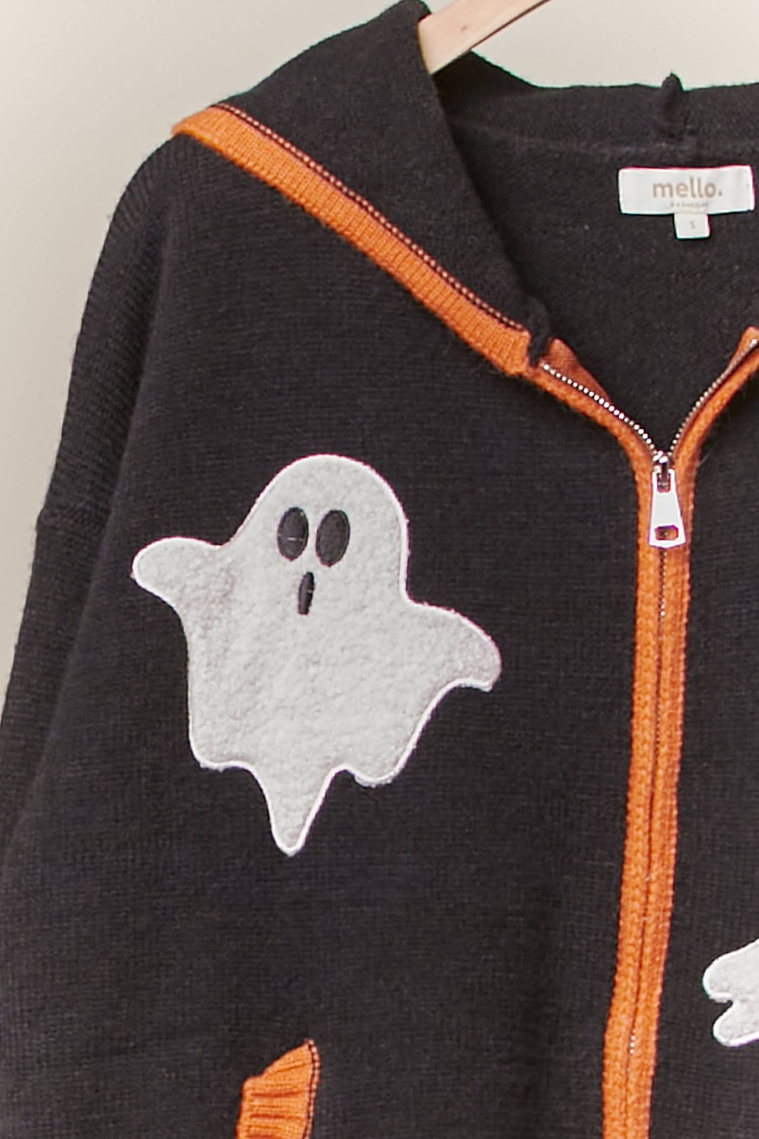 Spooky Ghost Patch Zip up Hoodie