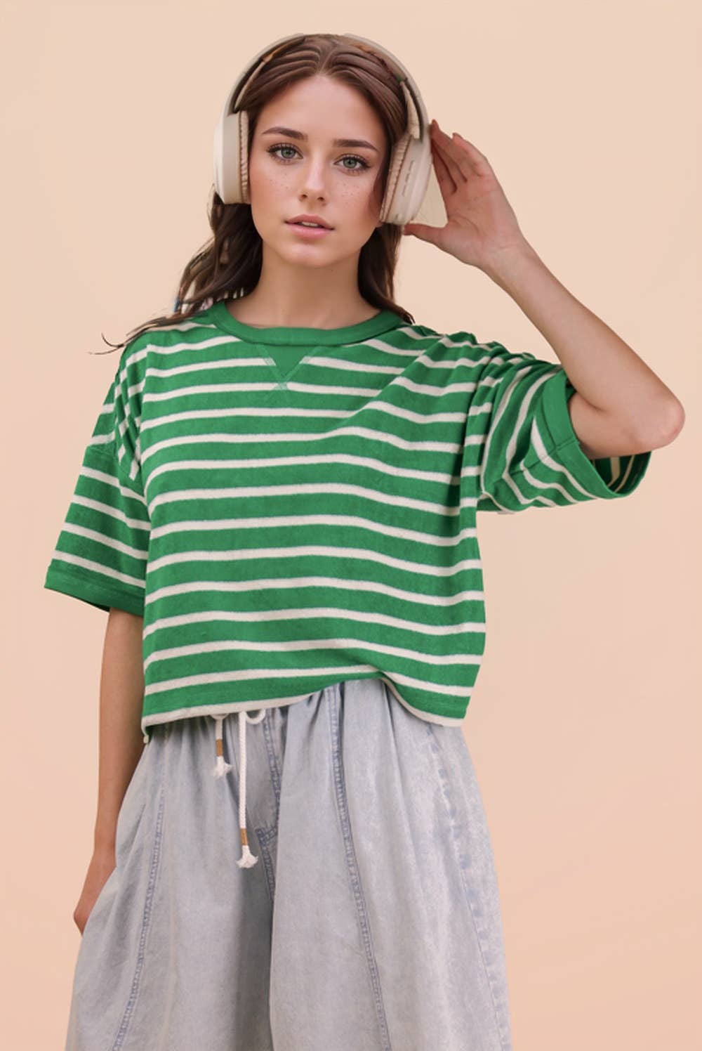 Terri - Terry Cloth Stripe Tee