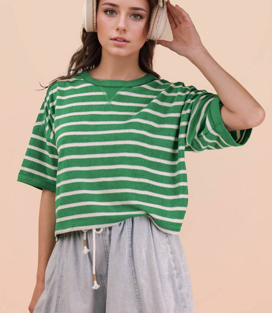 Terri - Terry Cloth Stripe Tee