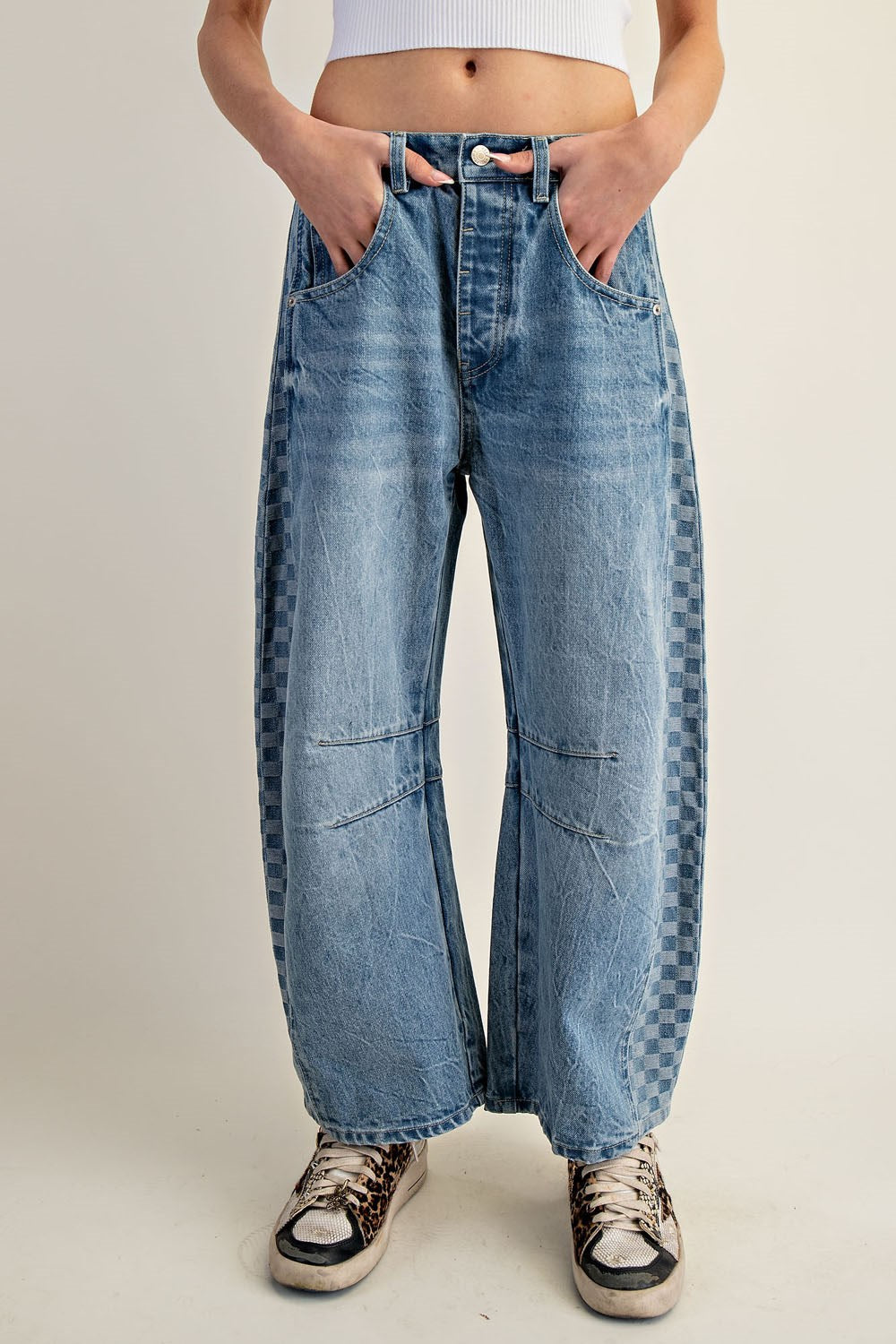 Parker - Checkered Barrel Denim Jeans