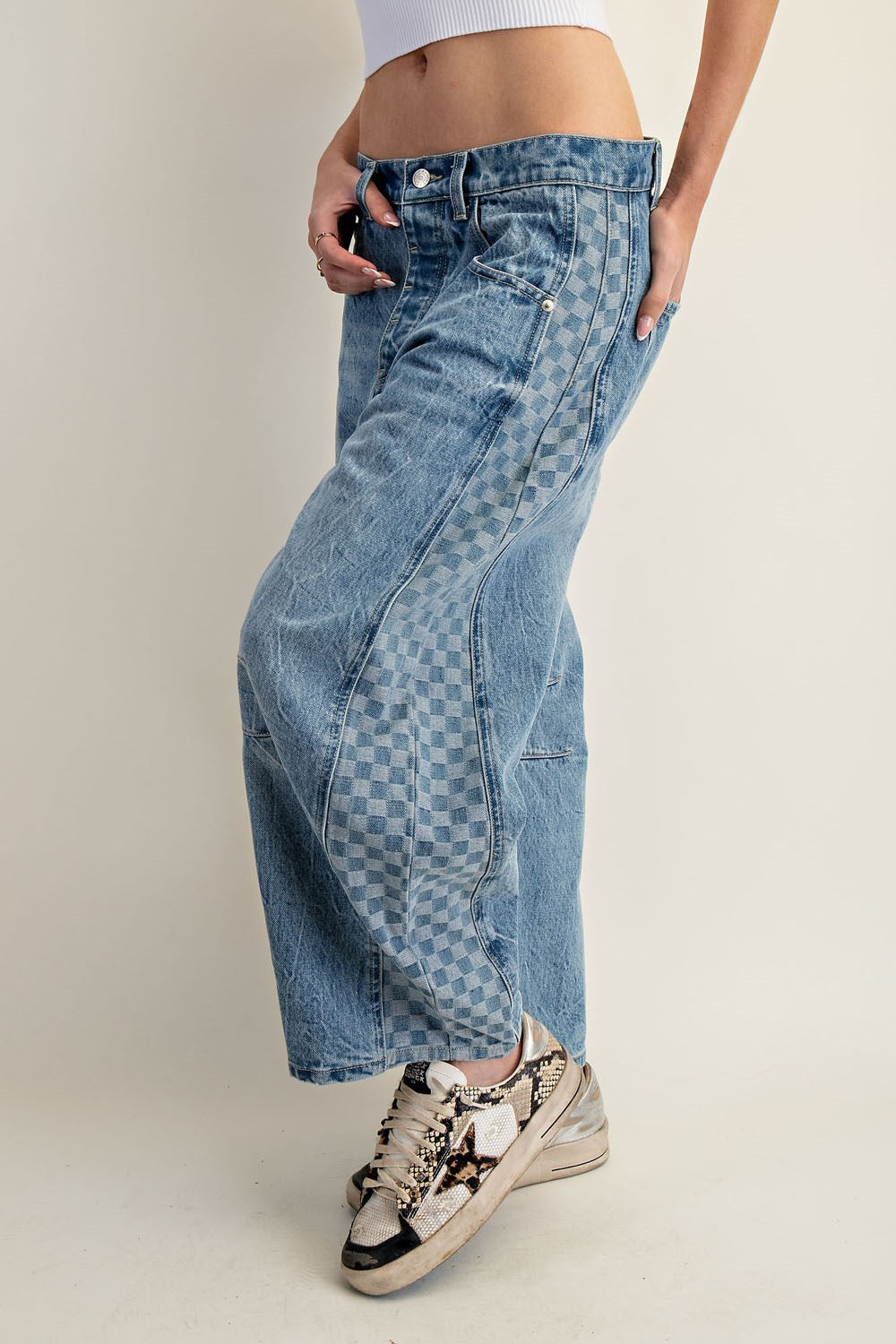 Parker - Checkered Barrel Denim Jeans