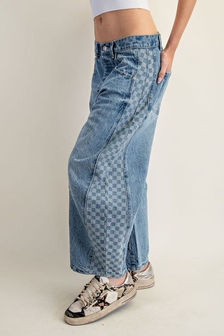 Parker - Checkered Barrel Denim Jeans