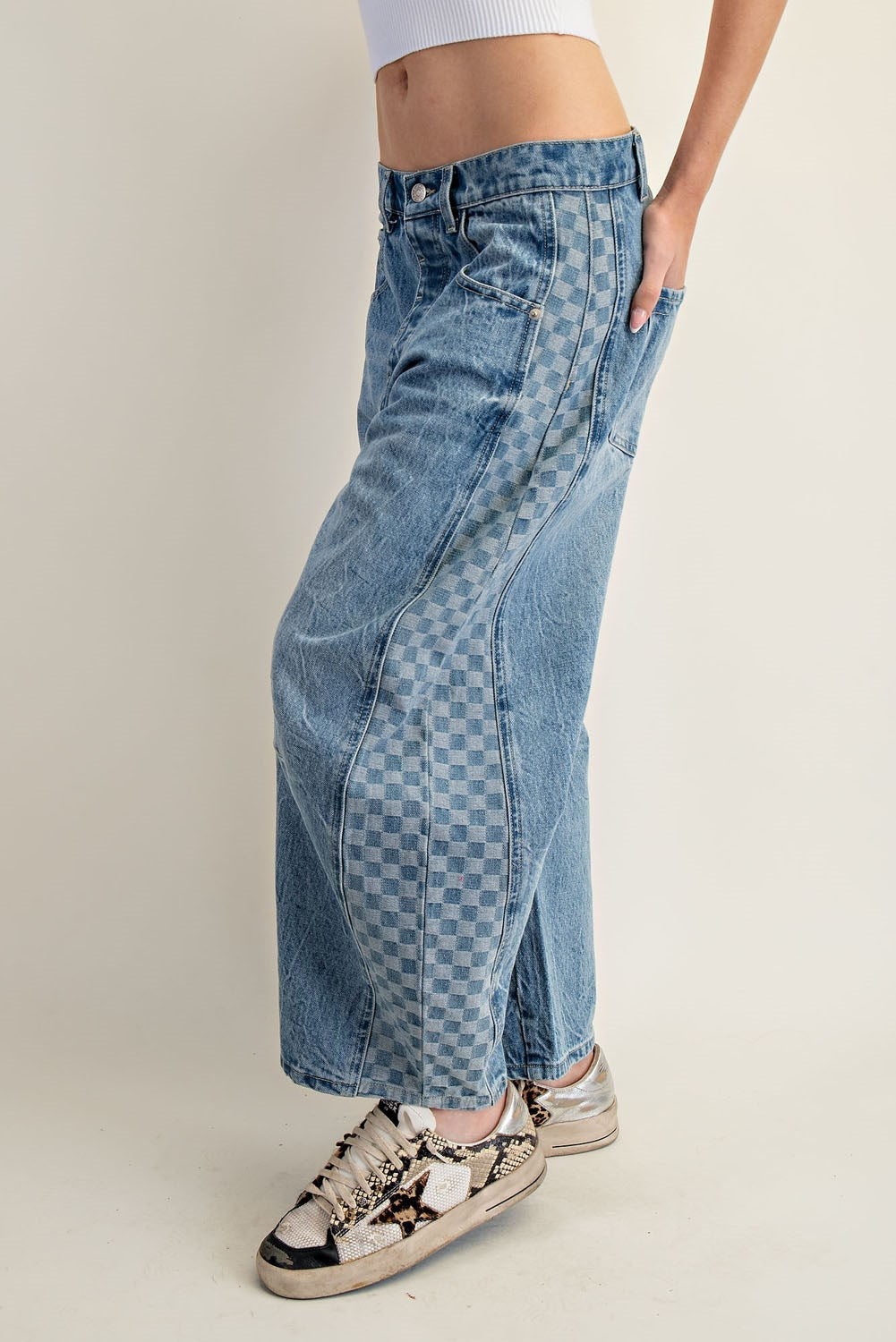 Parker - Checkered Barrel Denim Jeans